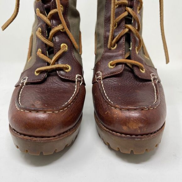 Sperry Top-Siders Trinity Heeled Ankle Boots Pebbled Leather Textile Size 8M - Picture 3 of 13